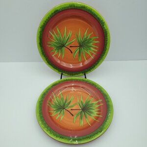 Gates Ware by Laurie Gates Tropical Palm Leaf Luncheon Salad Plates